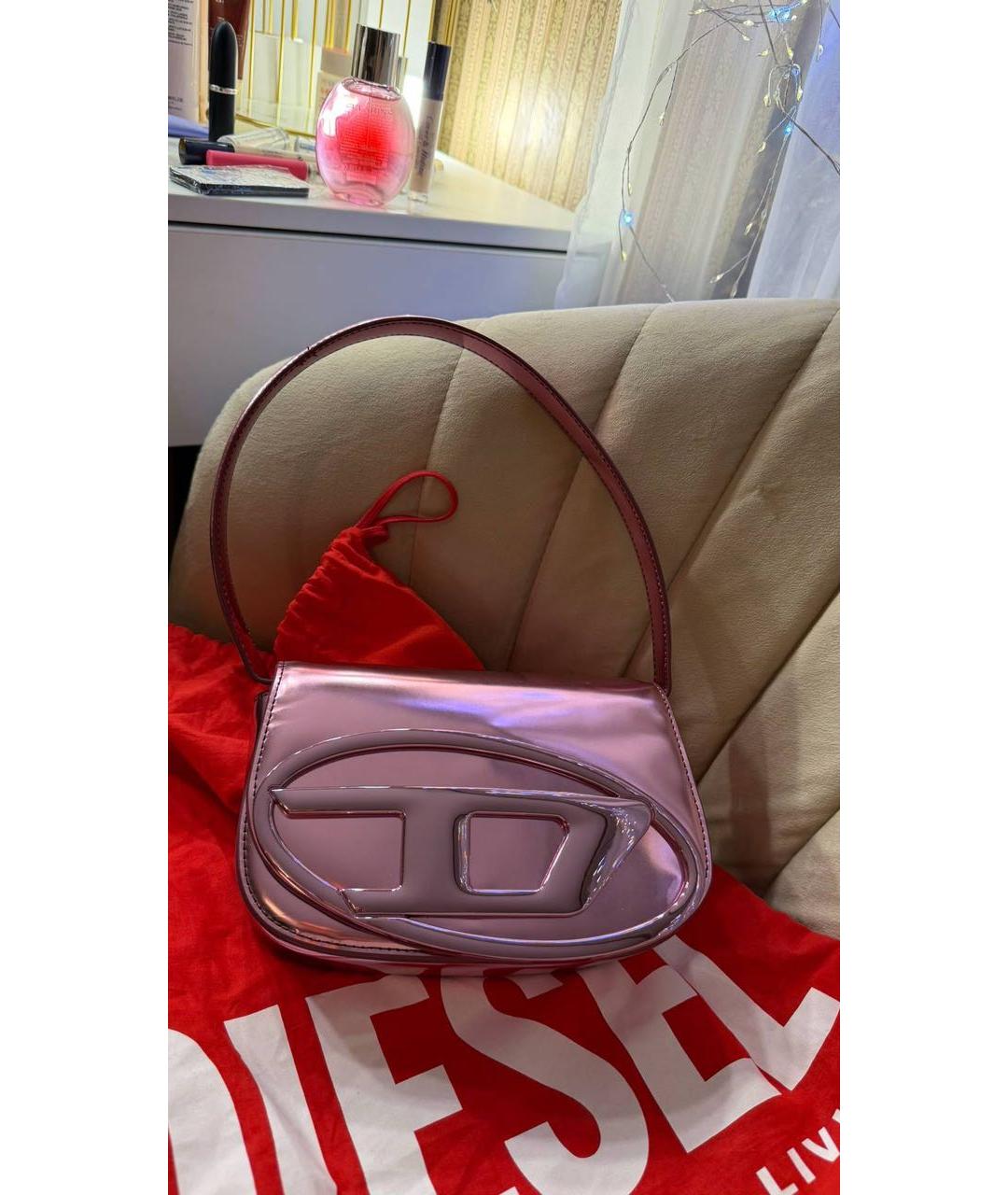 DIESEL Розовая сумка с короткими ручками из искусственной кожи, фото 3