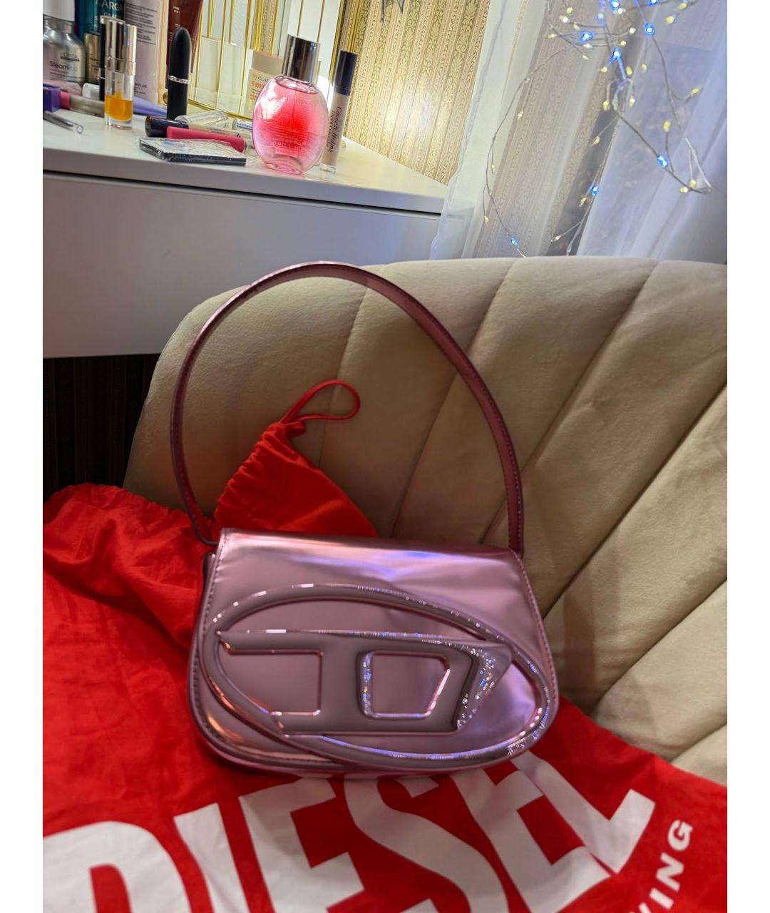 DIESEL Розовая сумка с короткими ручками из искусственной кожи, фото 5