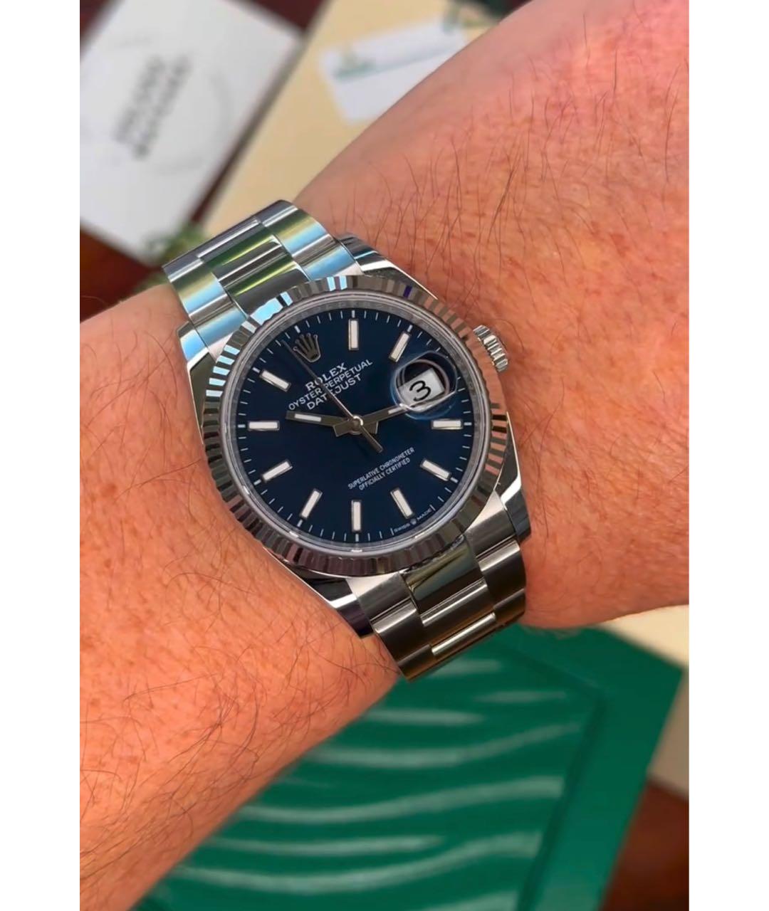 ROLEX Синие часы из белого золота, фото 2