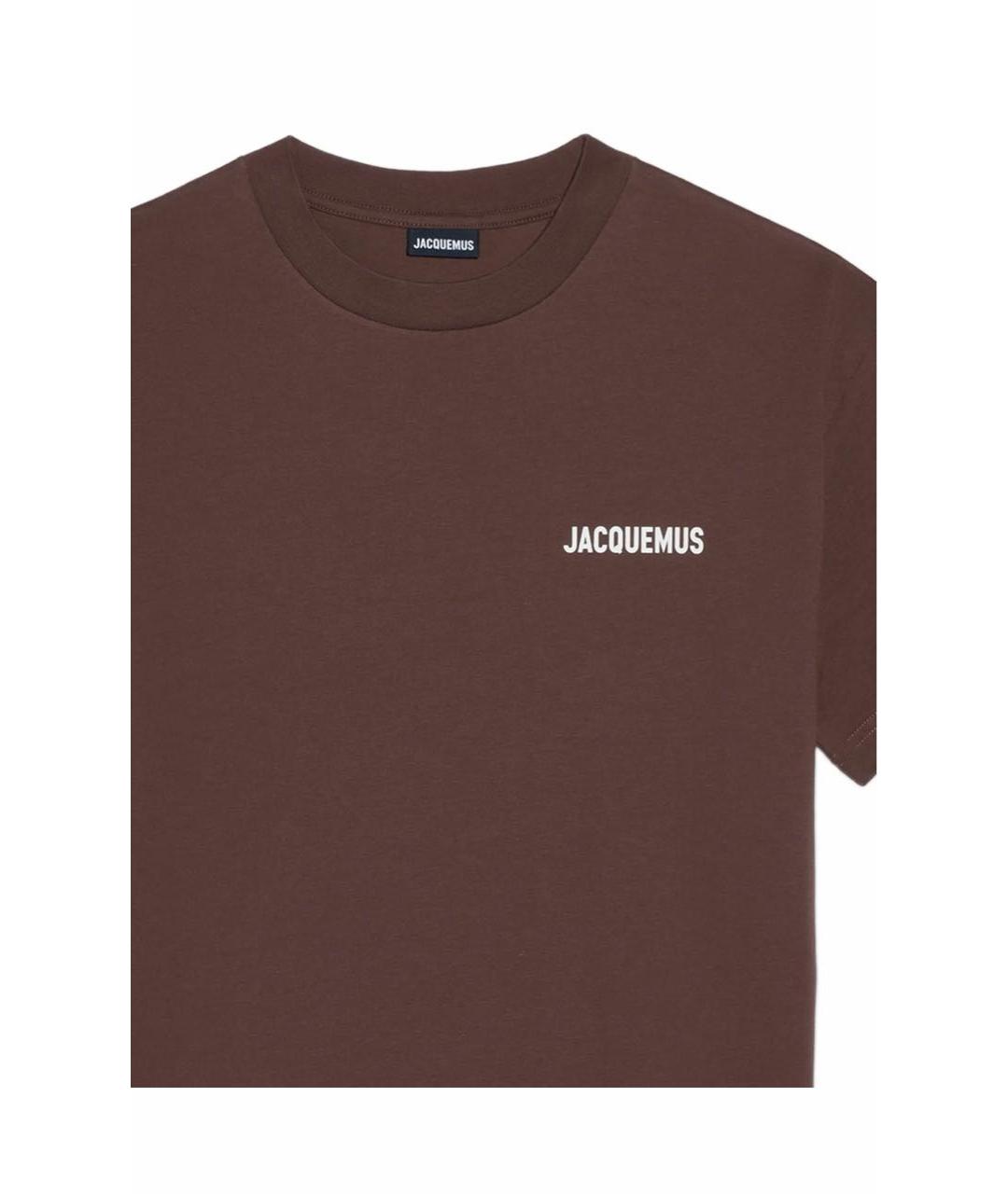 JACQUEMUS Коричневая хлопковая футболка, фото 4