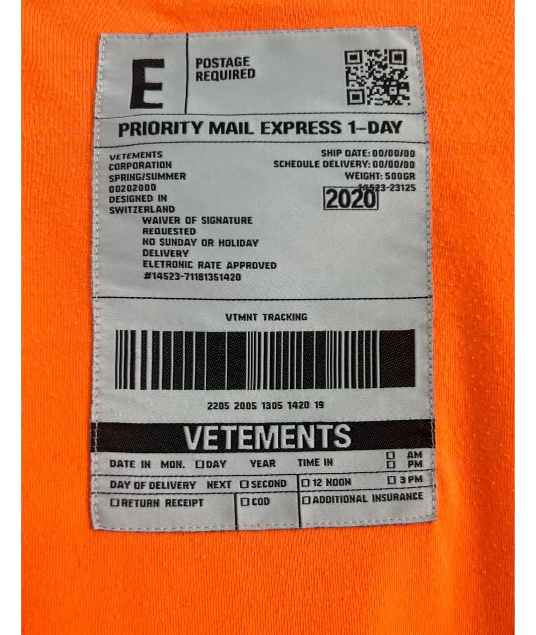 VETEMENTS Оранжевая футболка, фото 3