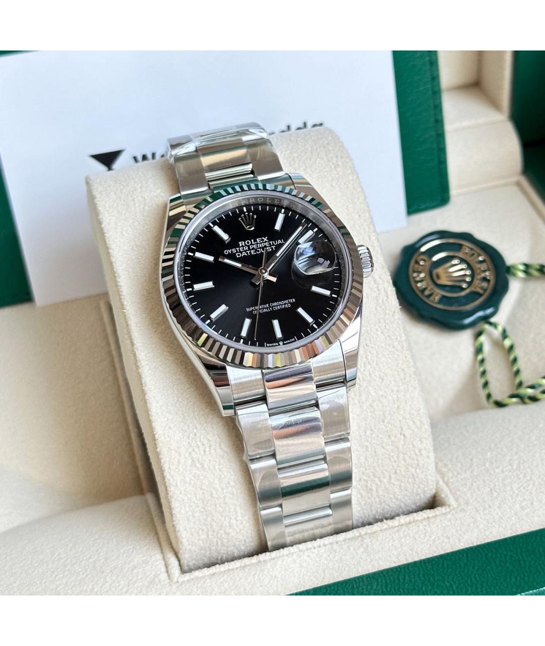 ROLEX Черные часы из белого золота, фото 2