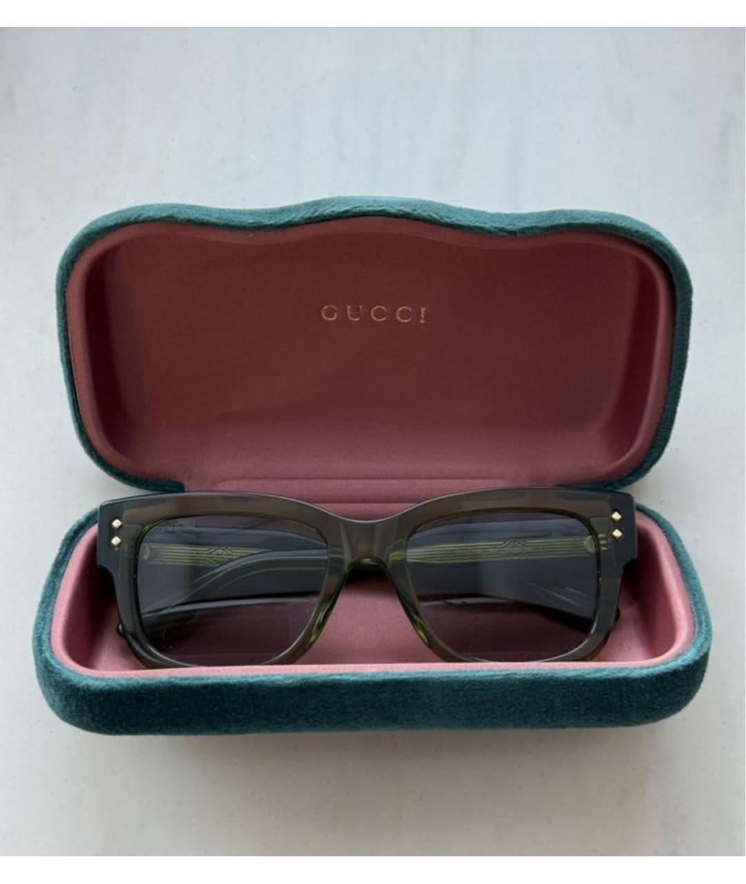 GUCCI Зеленые пластиковые солнцезащитные очки, фото 4