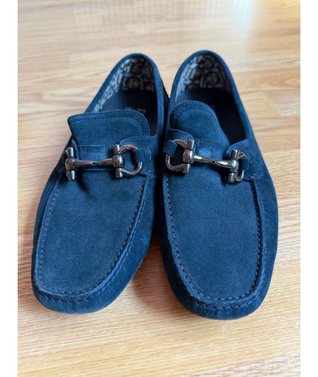 FERRAGAMO Темно-синие замшевые мокасины, фото 2