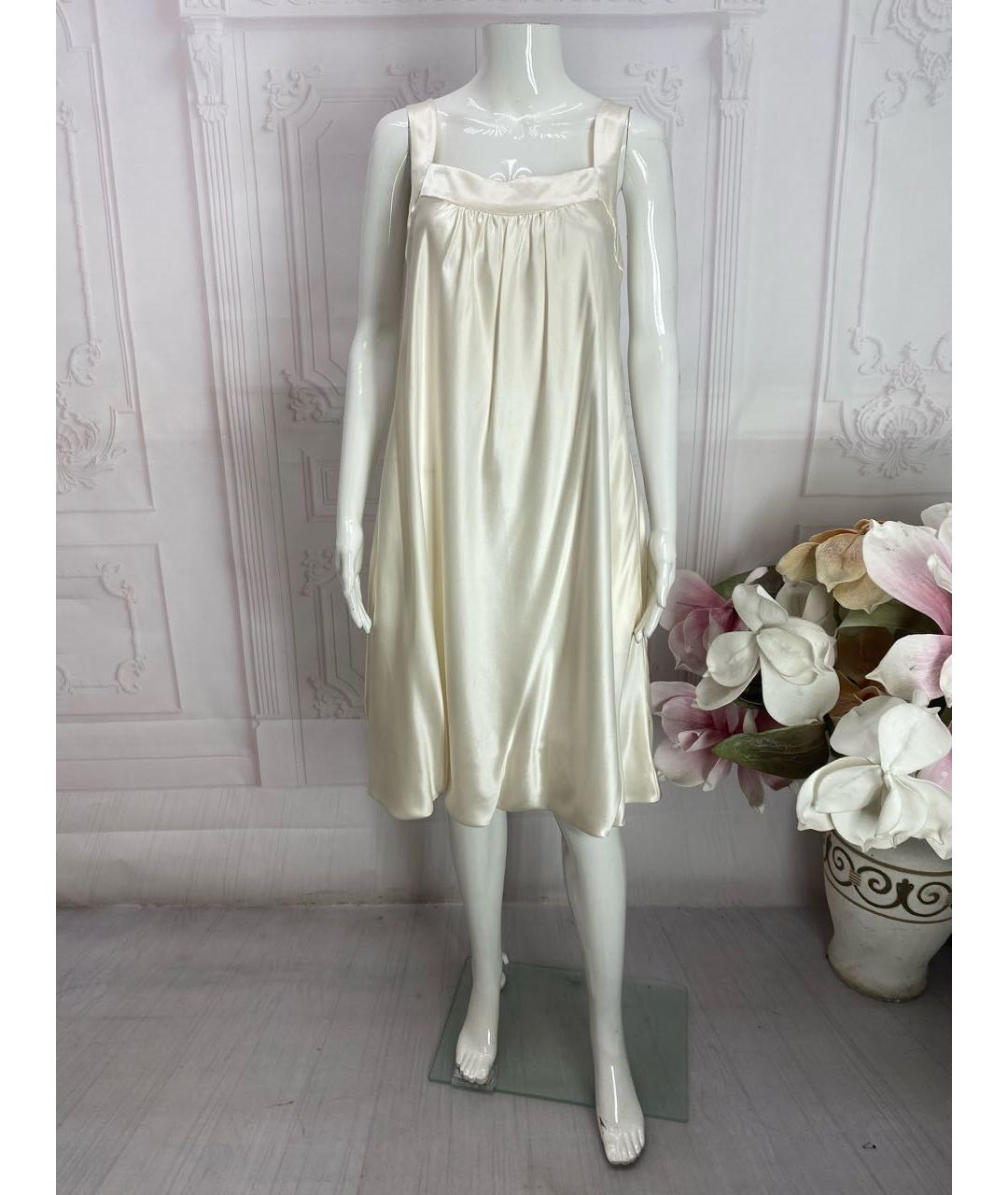 DOLCE&GABBANA Белое шелковое коктейльное платье, фото 5