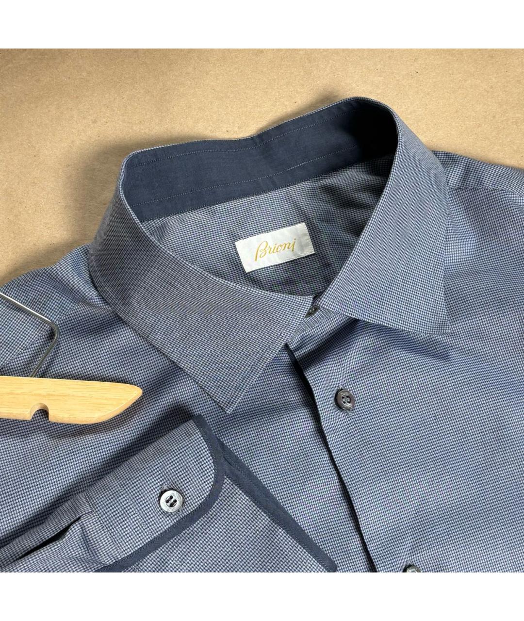 BRIONI Голубая хлопковая классическая рубашка, фото 2