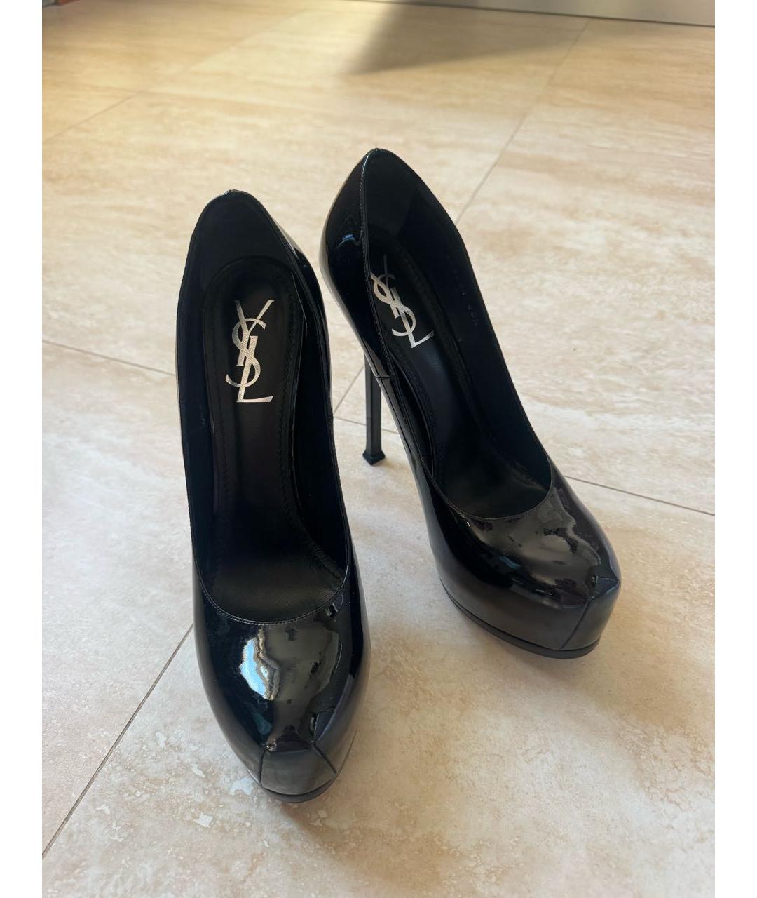SAINT LAURENT Черные туфли из лакированной кожи, фото 2