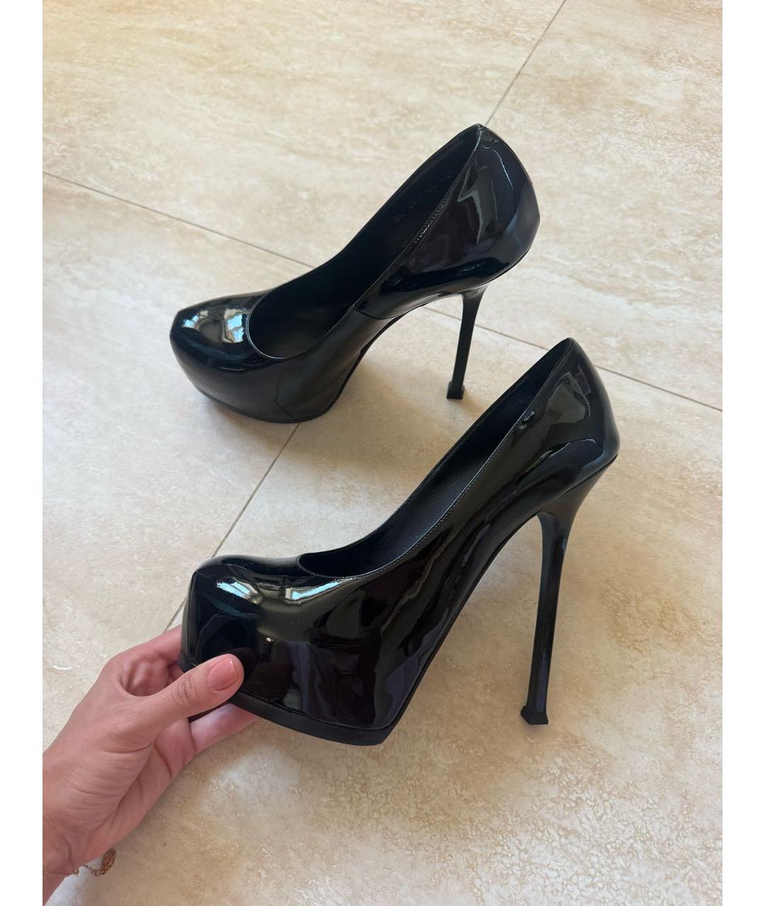 SAINT LAURENT Черные туфли из лакированной кожи, фото 4