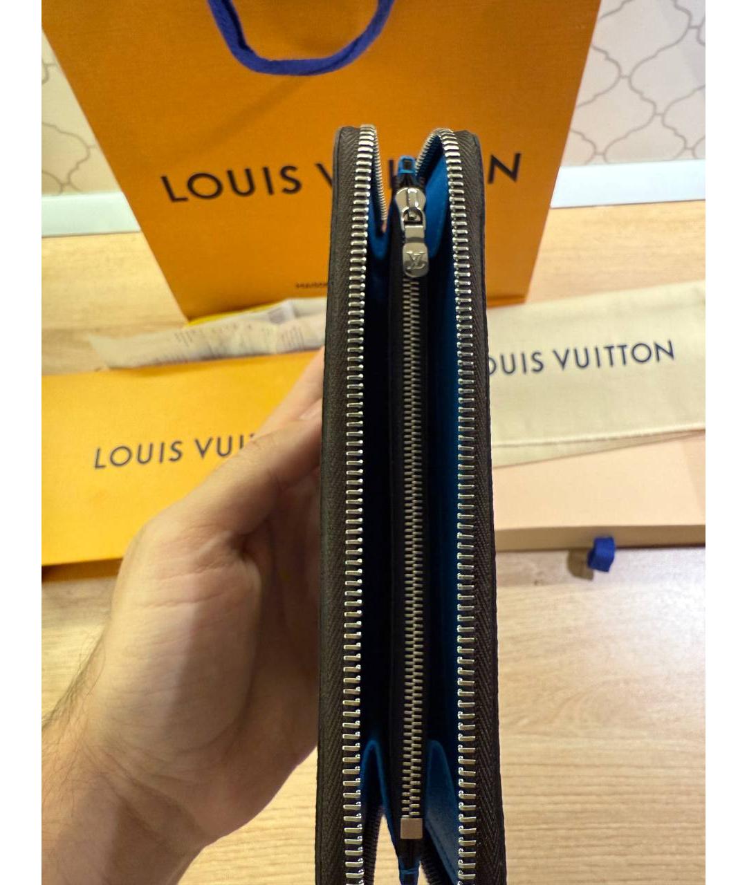 LOUIS VUITTON Коричневый кожаный кошелек, фото 6