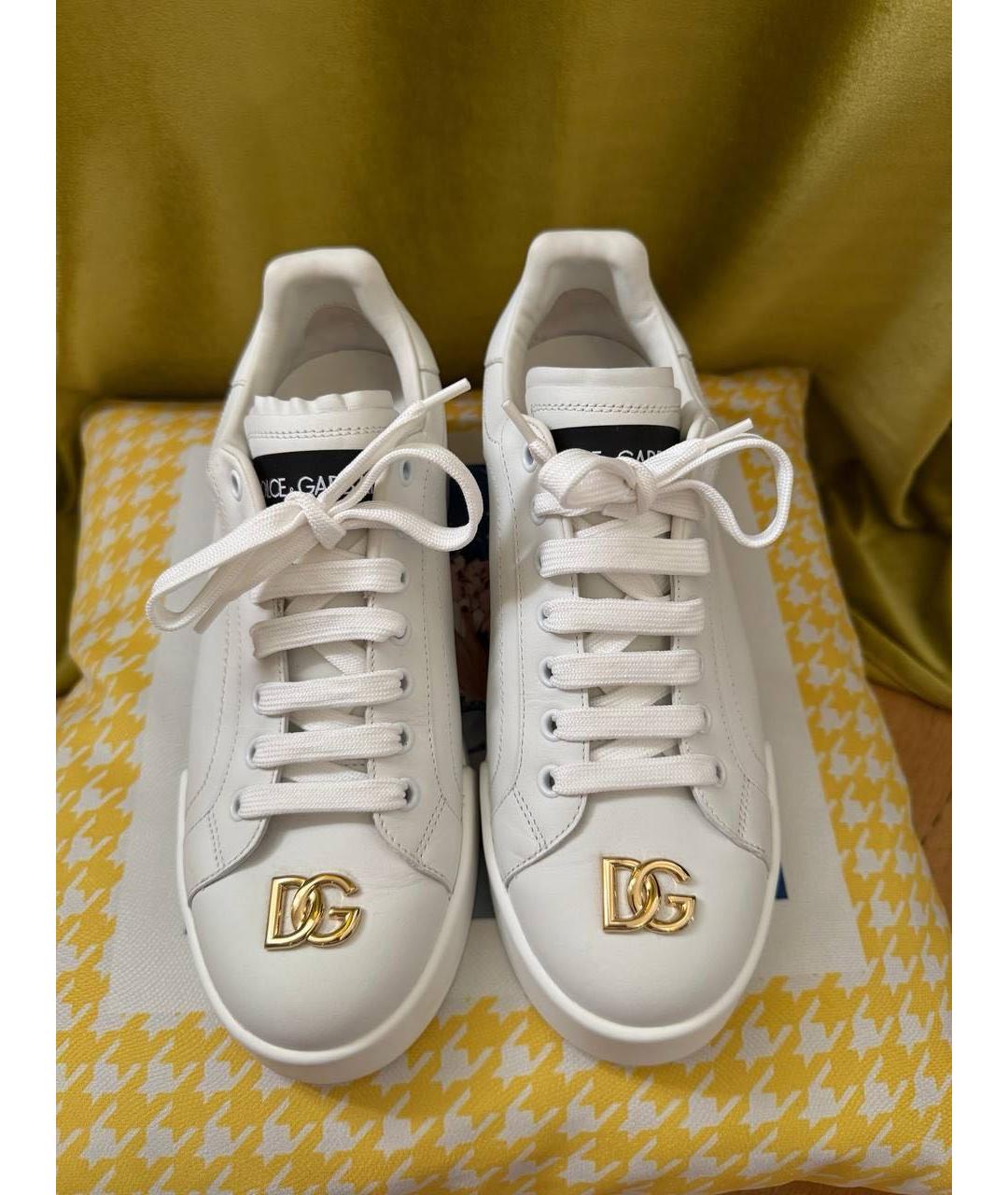DOLCE&GABBANA Белые кожаные кеды, фото 7
