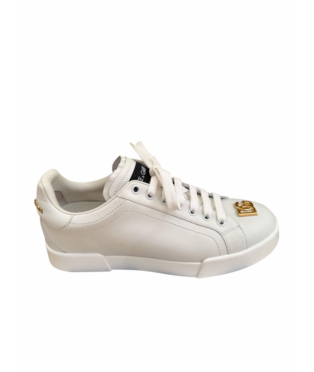 DOLCE&GABBANA Белые кожаные кеды, фото 1