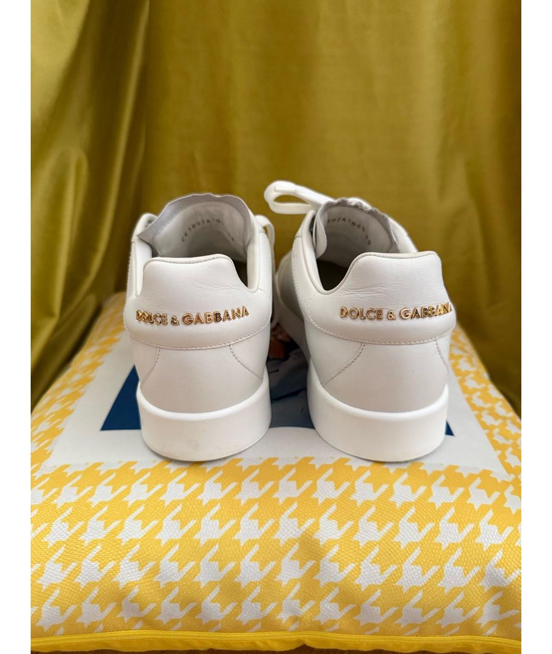 DOLCE&GABBANA Белые кожаные кеды, фото 4