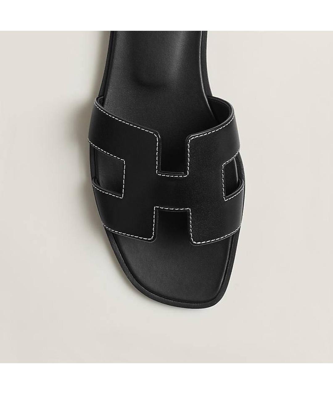 HERMES Черные шлепанцы, фото 5