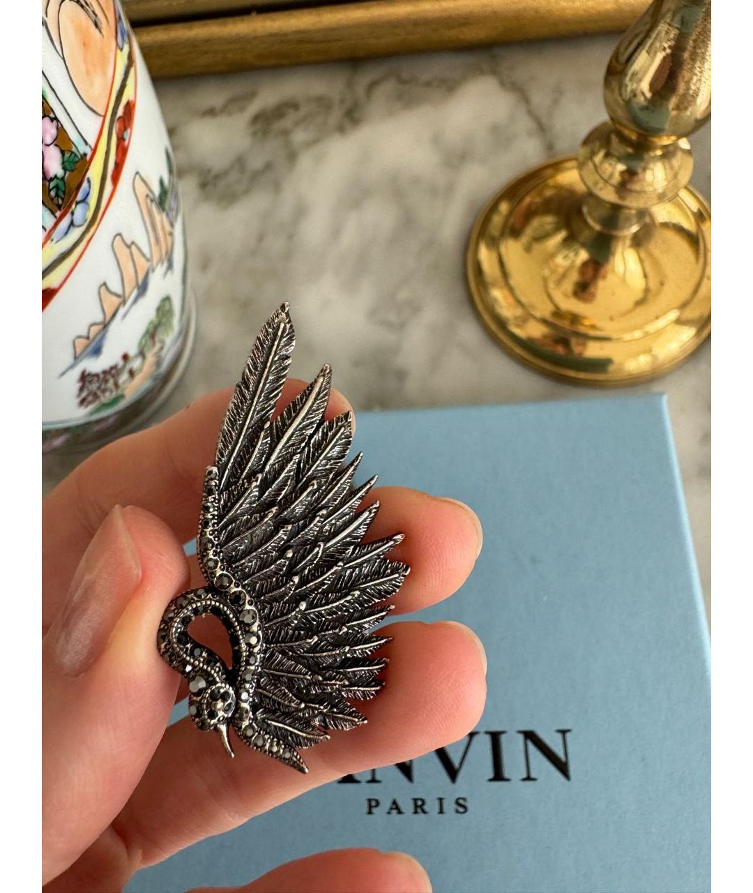 LANVIN Серая булавка / брошь, фото 3