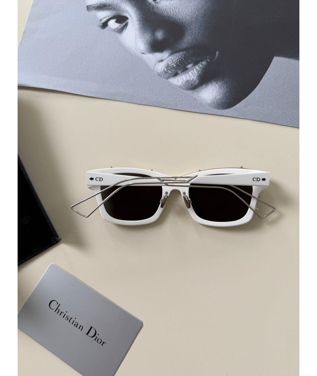 CHRISTIAN DIOR Белые пластиковые солнцезащитные очки, фото 5