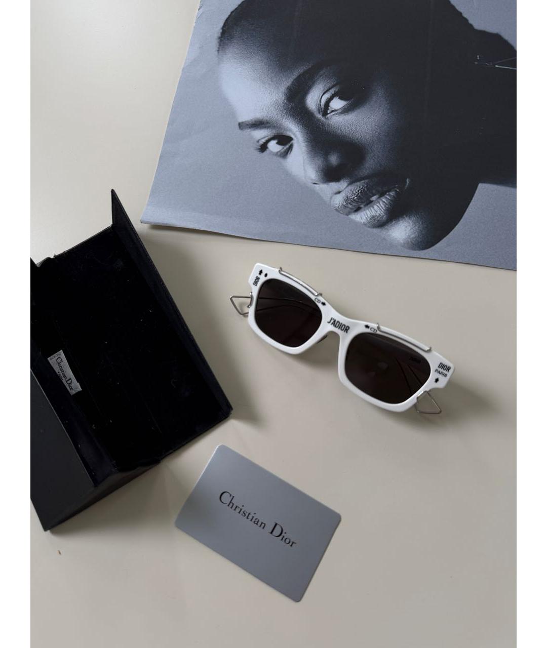 CHRISTIAN DIOR Белые пластиковые солнцезащитные очки, фото 2