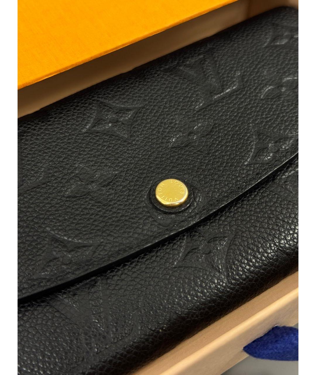 LOUIS VUITTON Черный кожаный кошелек, фото 7