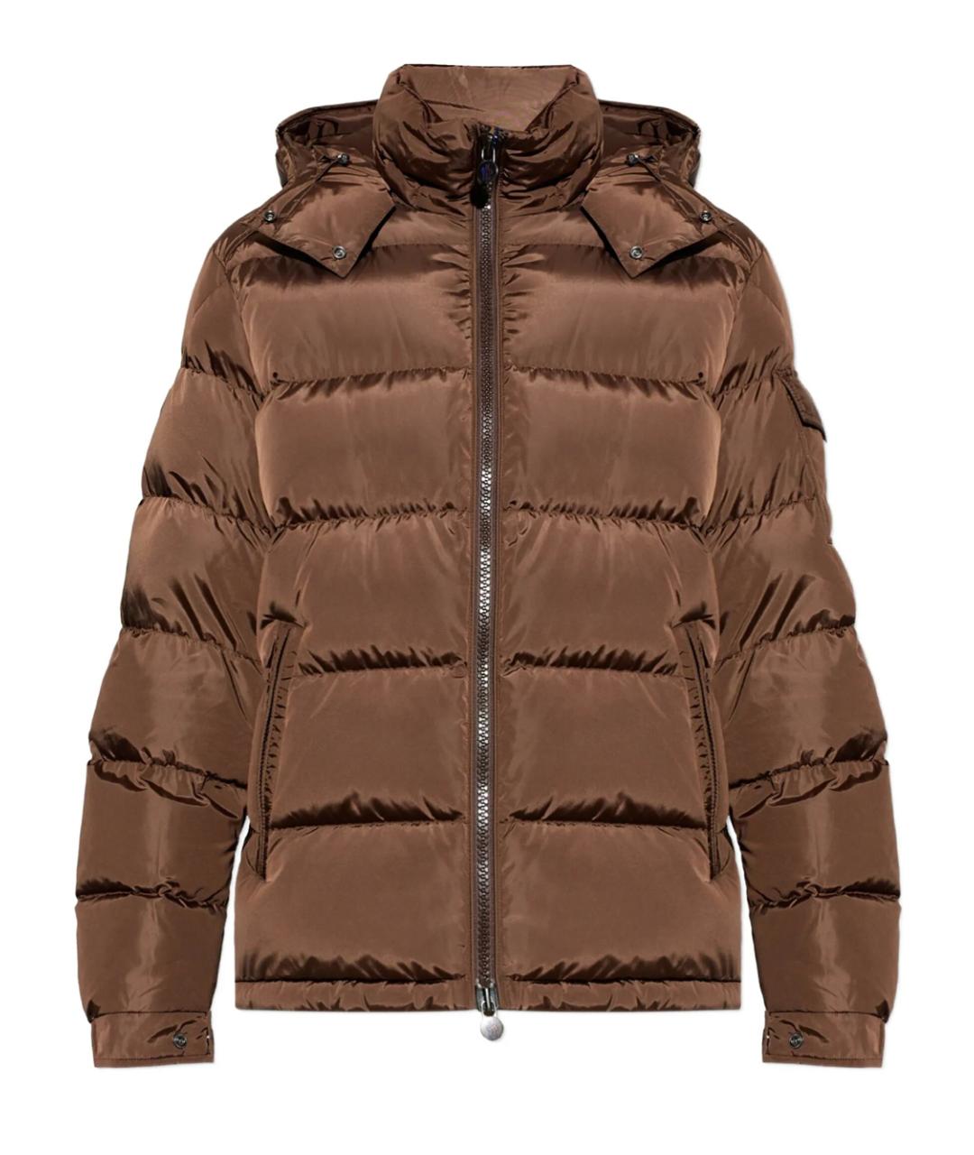 MONCLER Коричневый полиамидовый пуховик, фото 1
