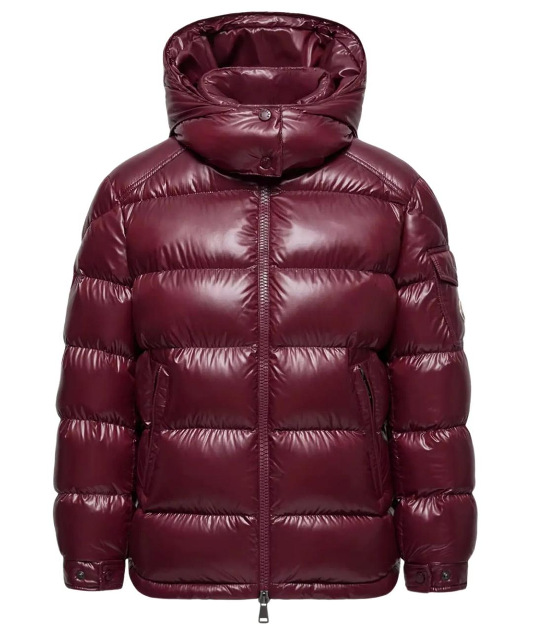 MONCLER Бордовый полиамидовый пуховик, фото 1
