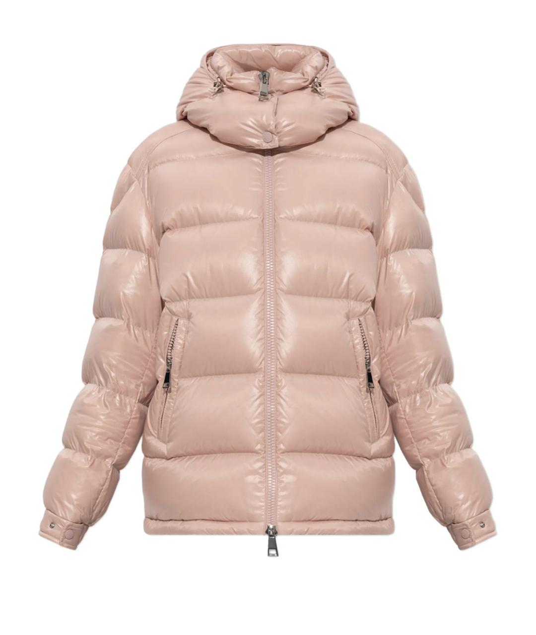MONCLER Розовый полиамидовый пуховик, фото 1