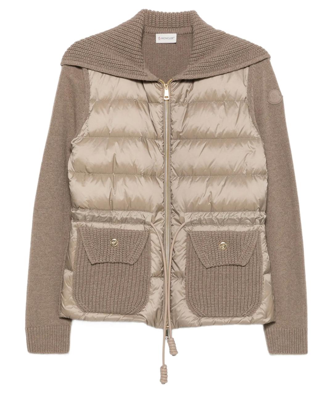 MONCLER Бежевый шерстяной кардиган, фото 1