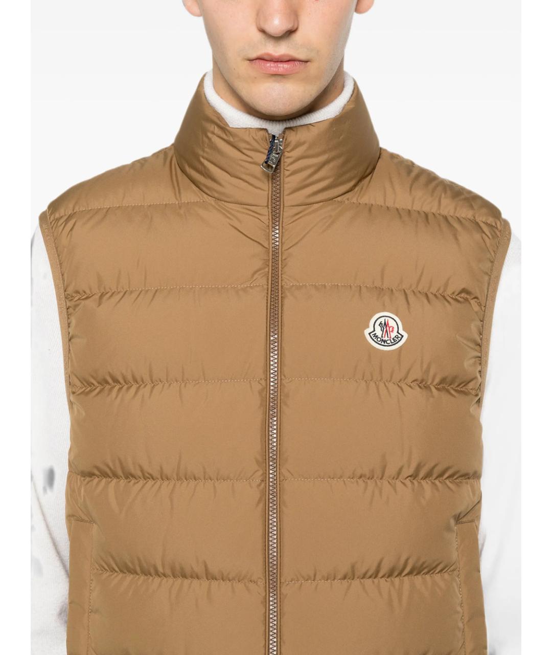 MONCLER Бежевый полиэстеровый жилет, фото 4