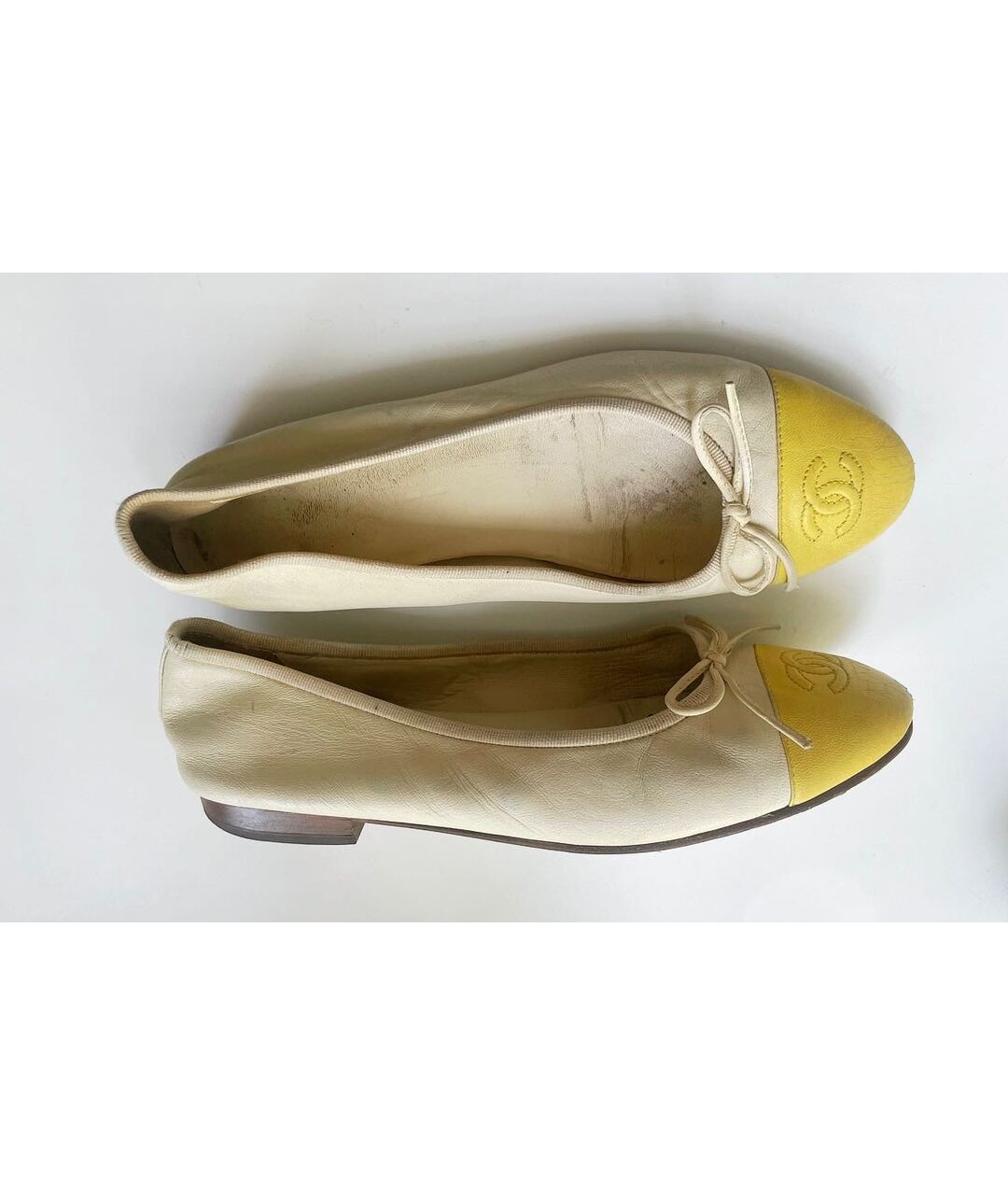 CHANEL PRE-OWNED Желтые кожаные балетки, фото 4