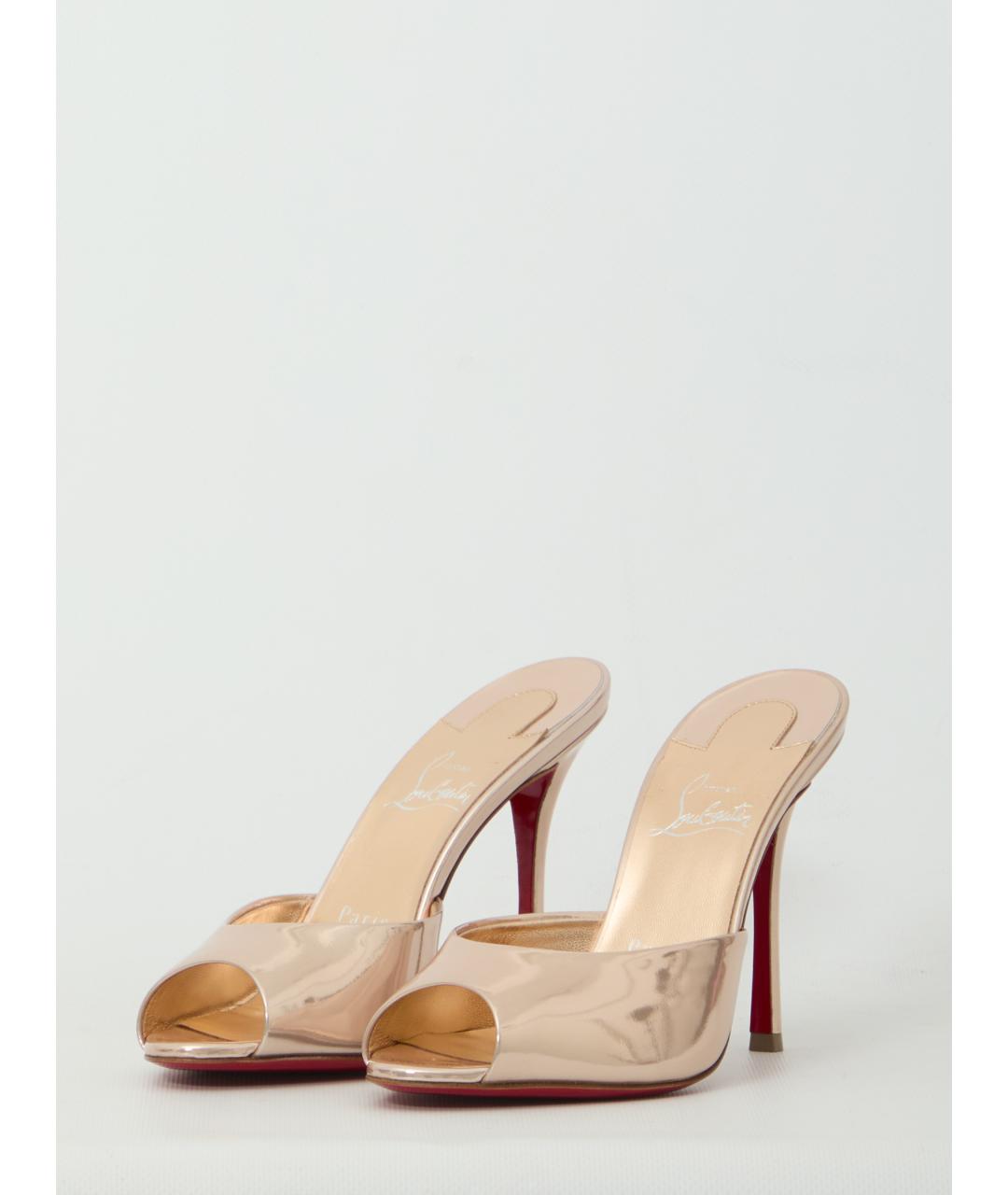 CHRISTIAN LOUBOUTIN Розовые кожаные мюли, фото 2