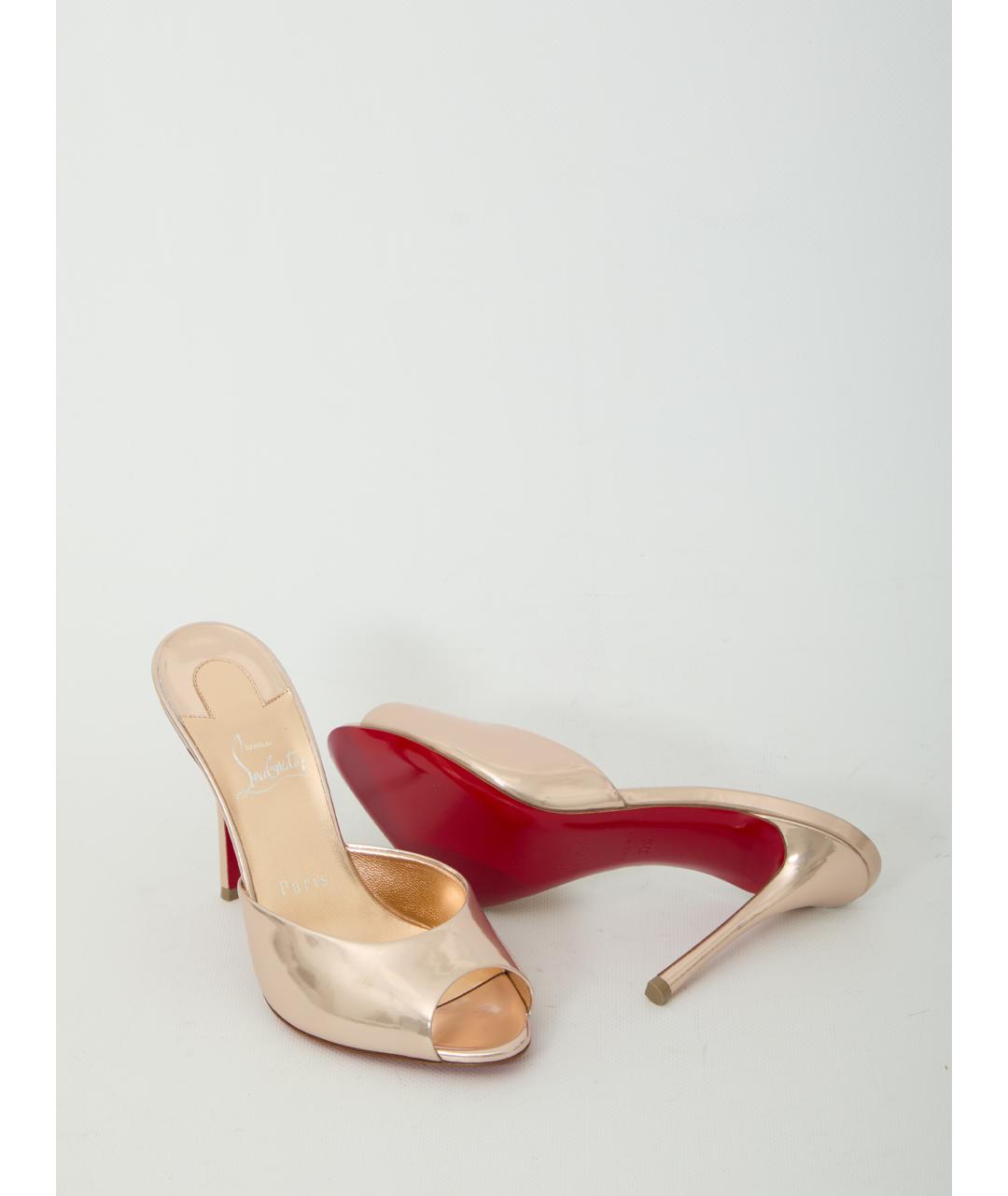 CHRISTIAN LOUBOUTIN Розовые кожаные мюли, фото 5