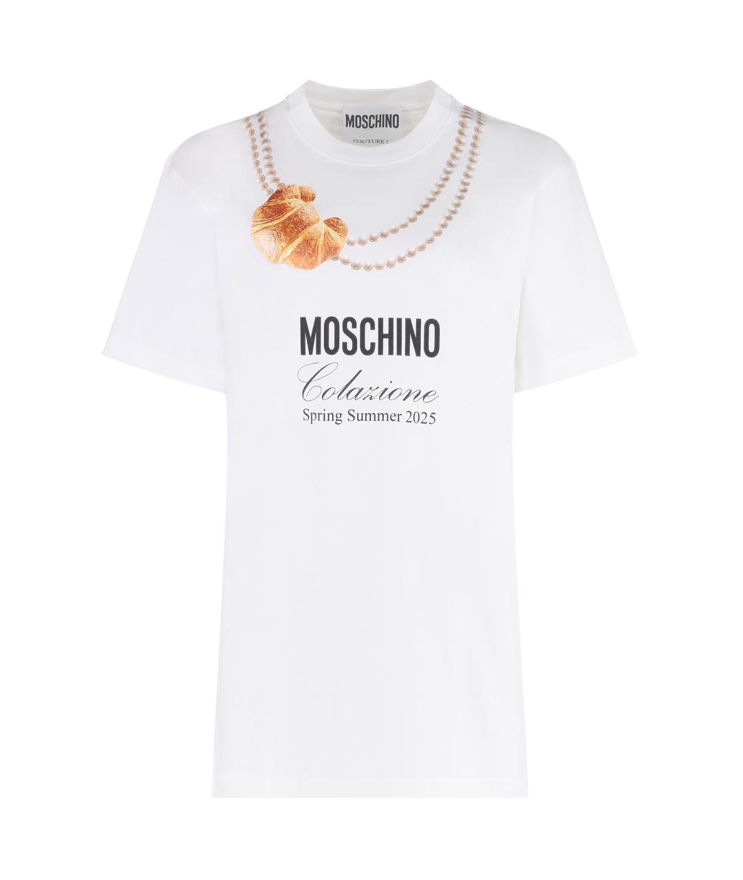 MOSCHINO Белая хлопковая футболка, фото 1