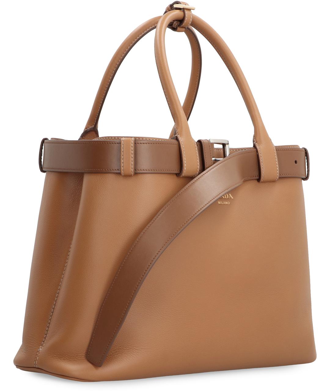 PRADA Коричневая кожаная сумка тоут, фото 3