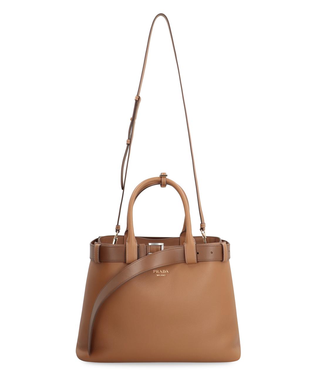 PRADA Коричневая кожаная сумка тоут, фото 5