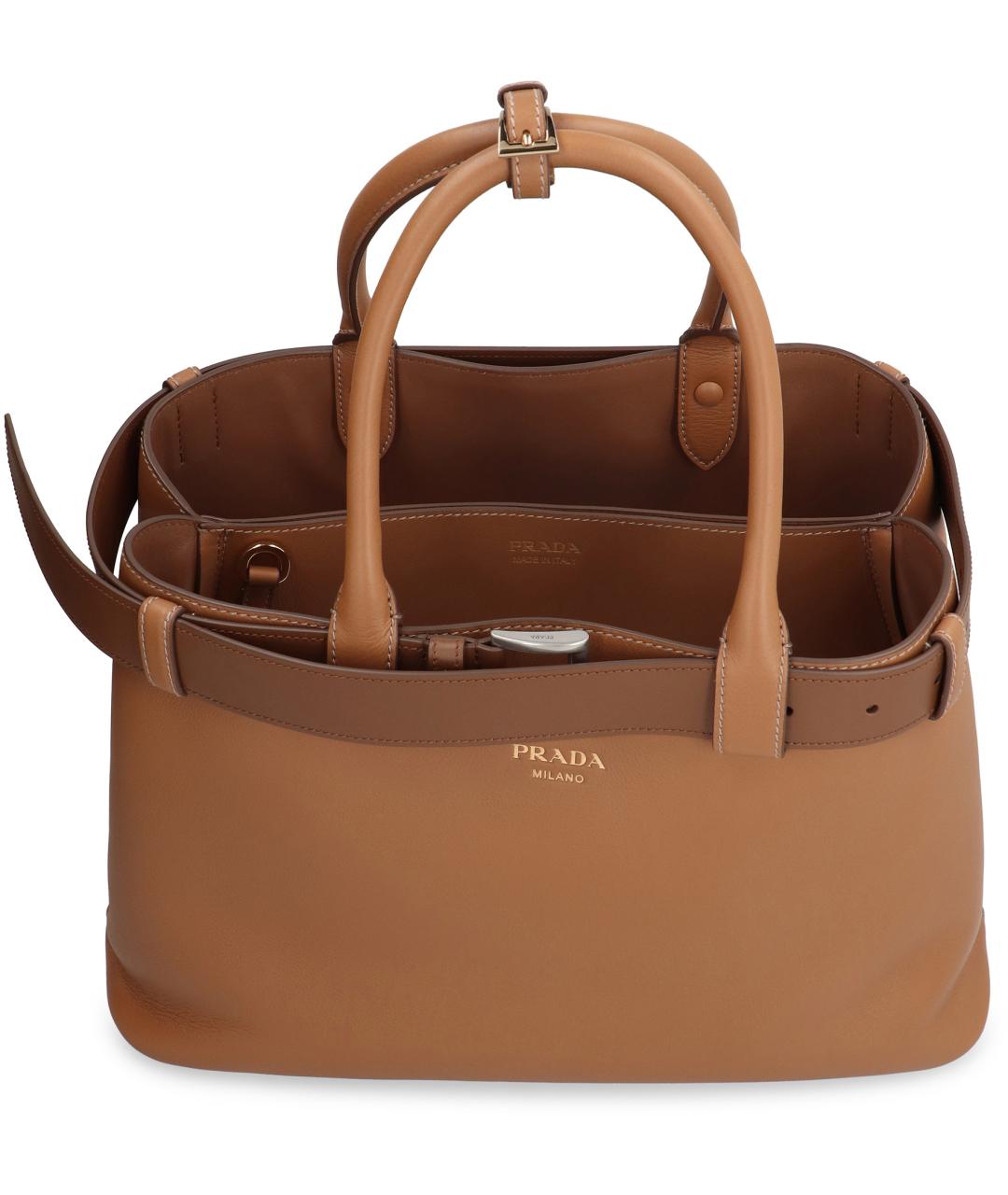 PRADA Коричневая кожаная сумка тоут, фото 6