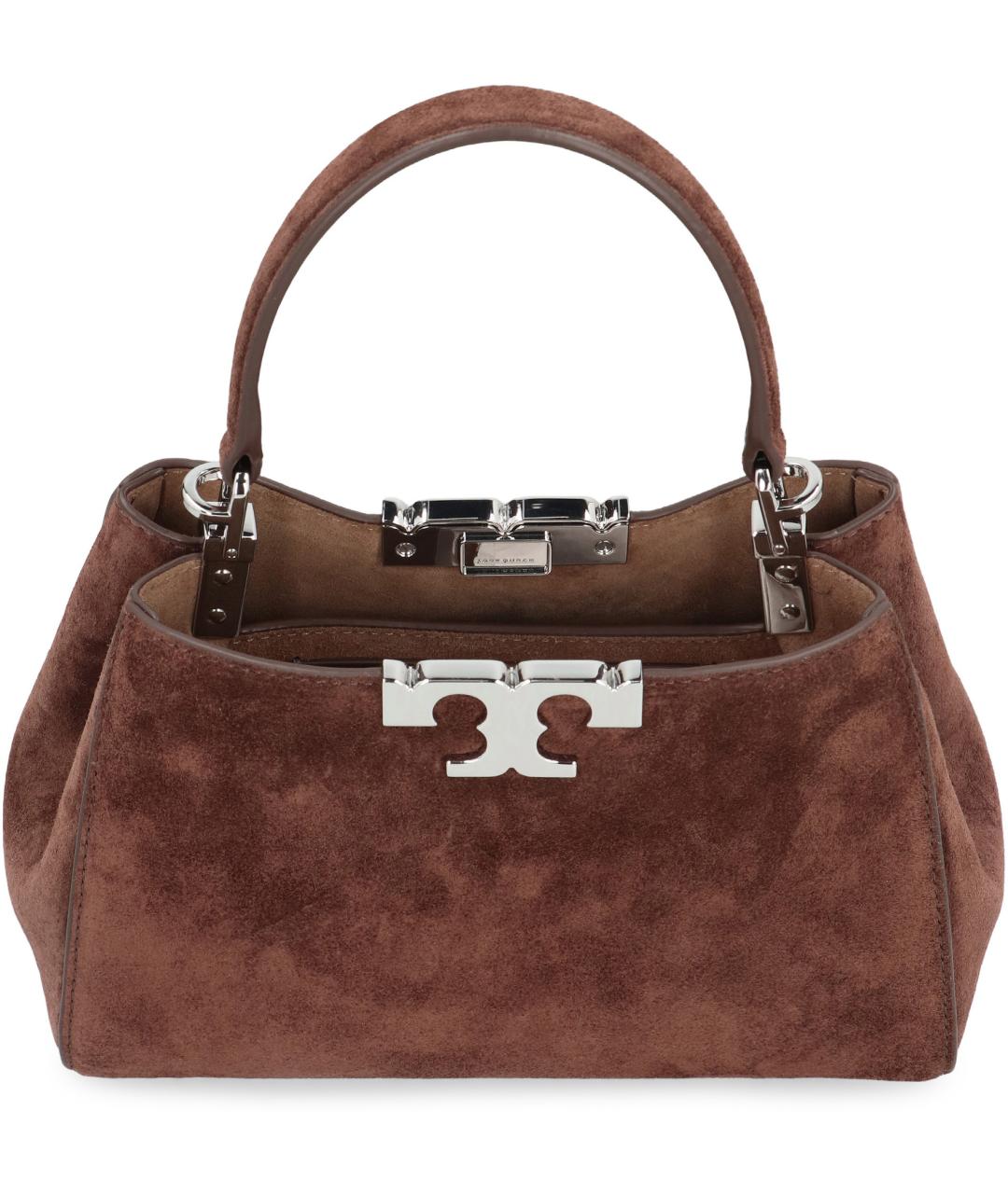 TORY BURCH Коричневая замшевая сумка с короткими ручками, фото 5