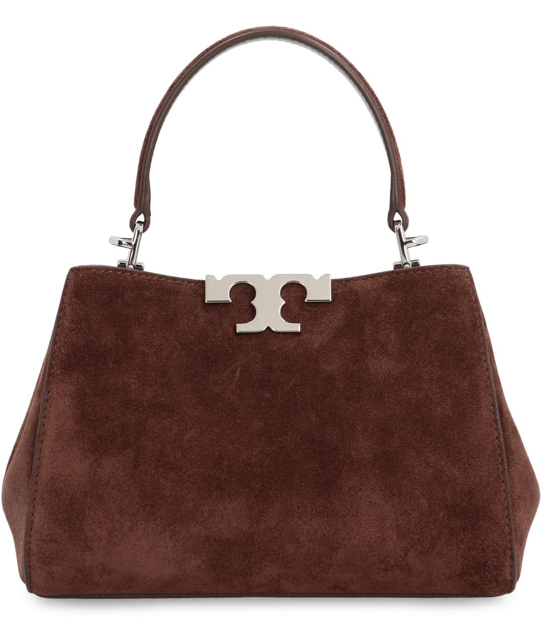 TORY BURCH Коричневая замшевая сумка с короткими ручками, фото 3
