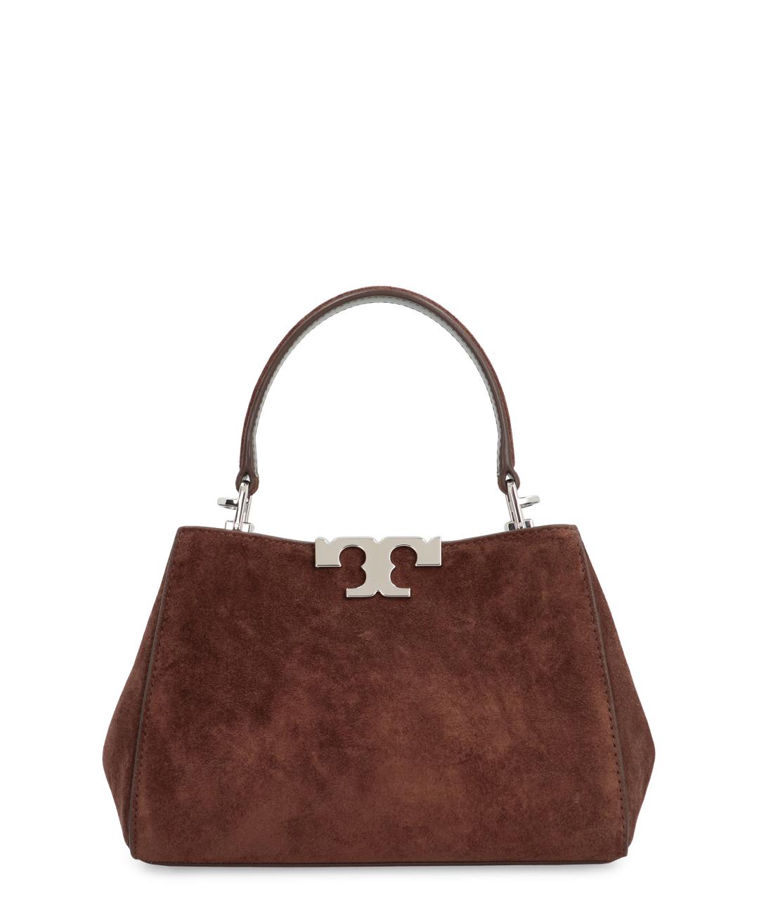 TORY BURCH Коричневая замшевая сумка с короткими ручками, фото 1