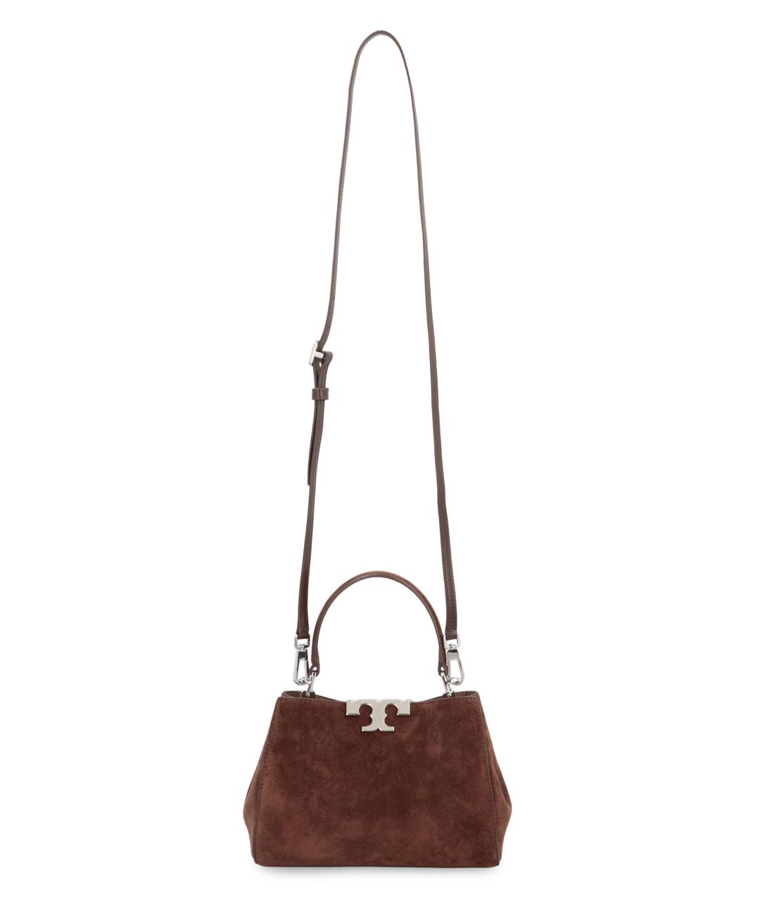 TORY BURCH Коричневая замшевая сумка с короткими ручками, фото 4