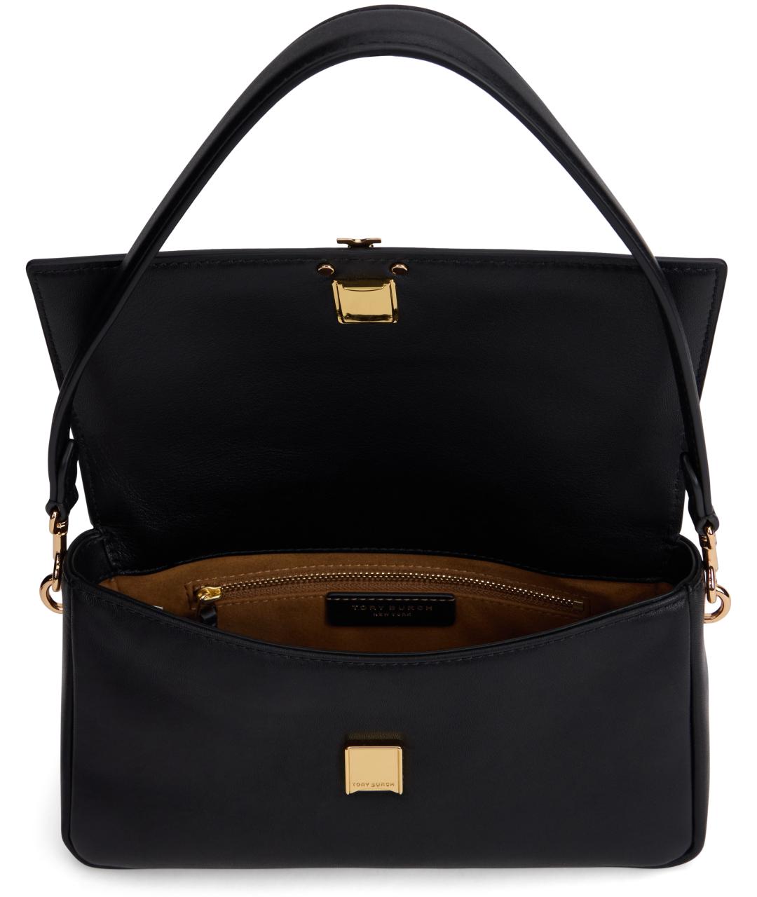 TORY BURCH Черная кожаная сумка с короткими ручками, фото 4