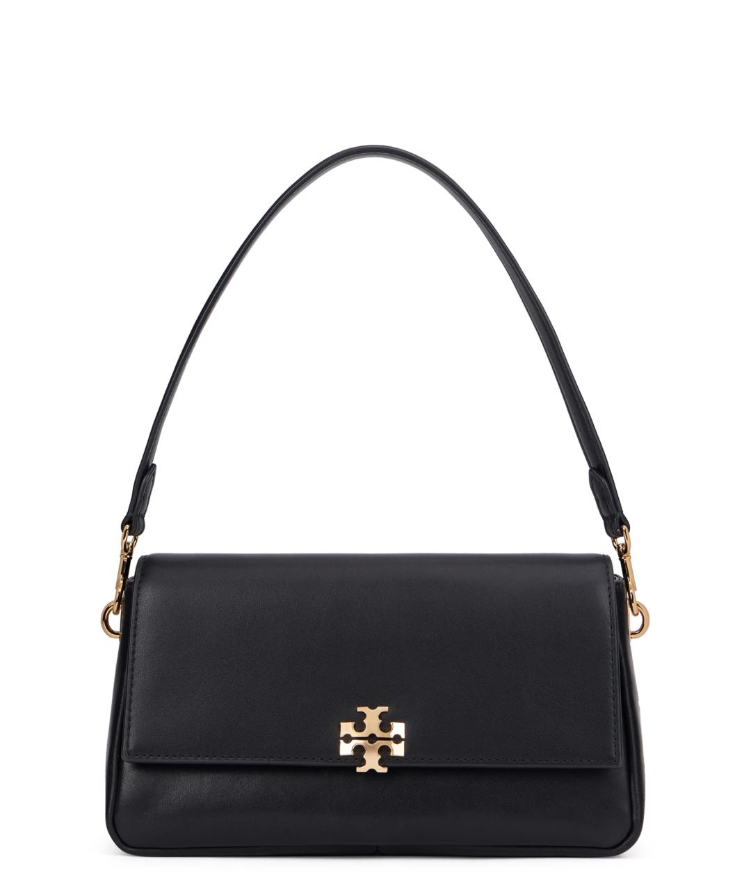 TORY BURCH Черная кожаная сумка с короткими ручками, фото 1