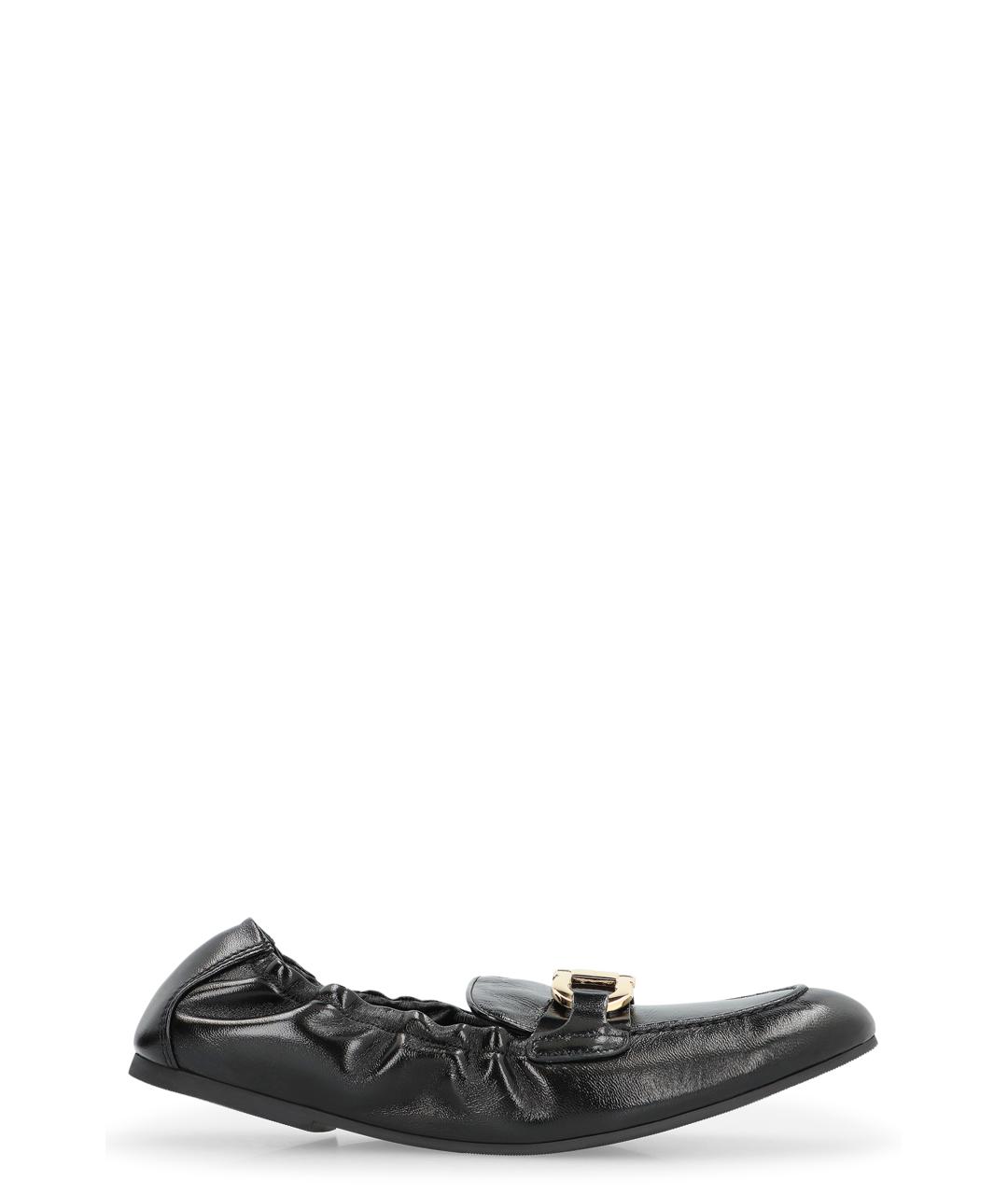 FERRAGAMO Черные кожаные лоферы, фото 1