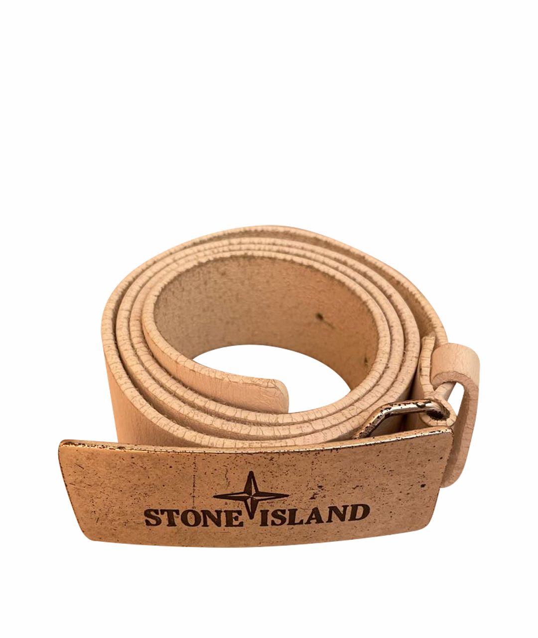 STONE ISLAND Белый кожаный ремень, фото 1