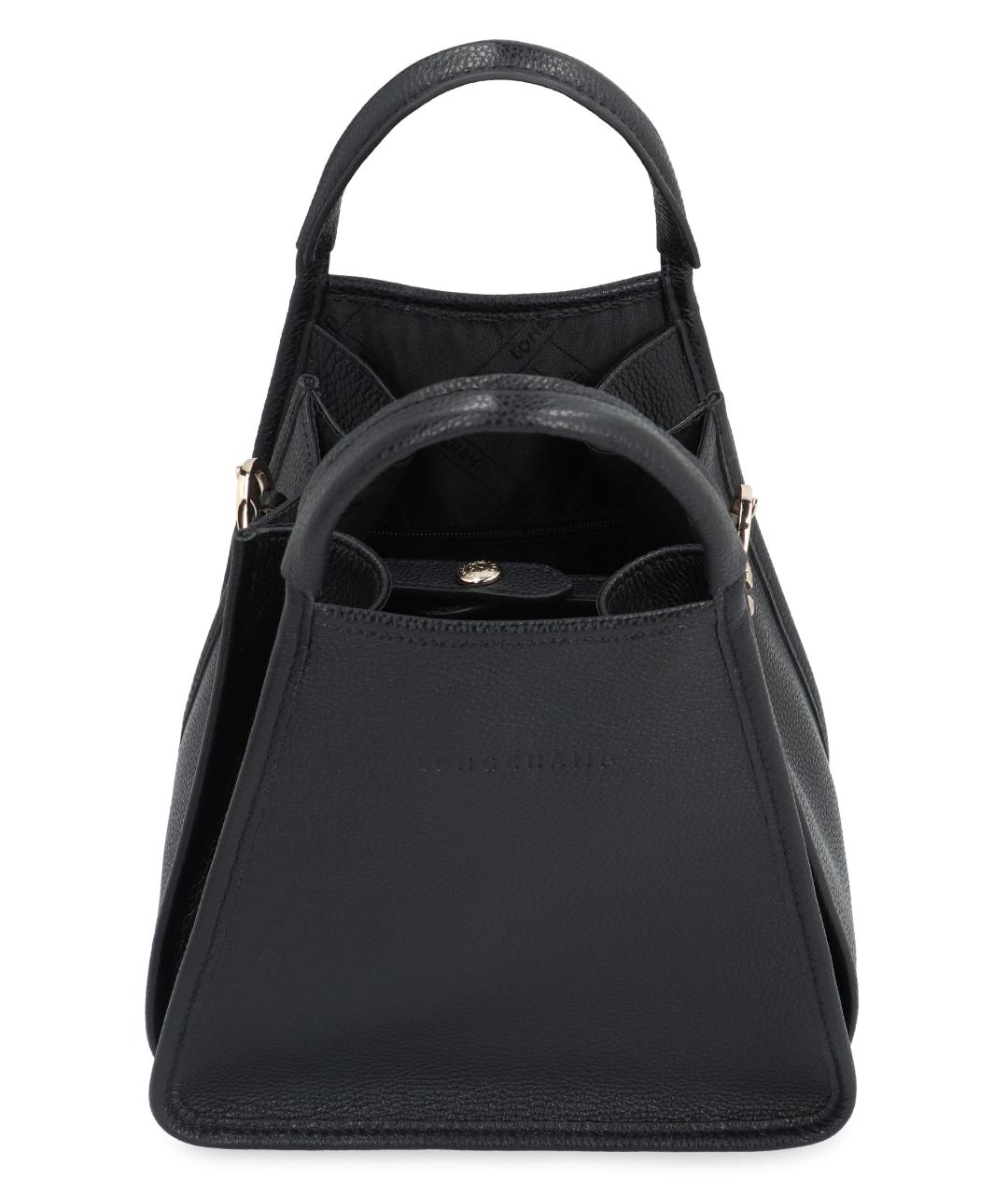 LONGCHAMP Черная кожаная сумка с короткими ручками, фото 5