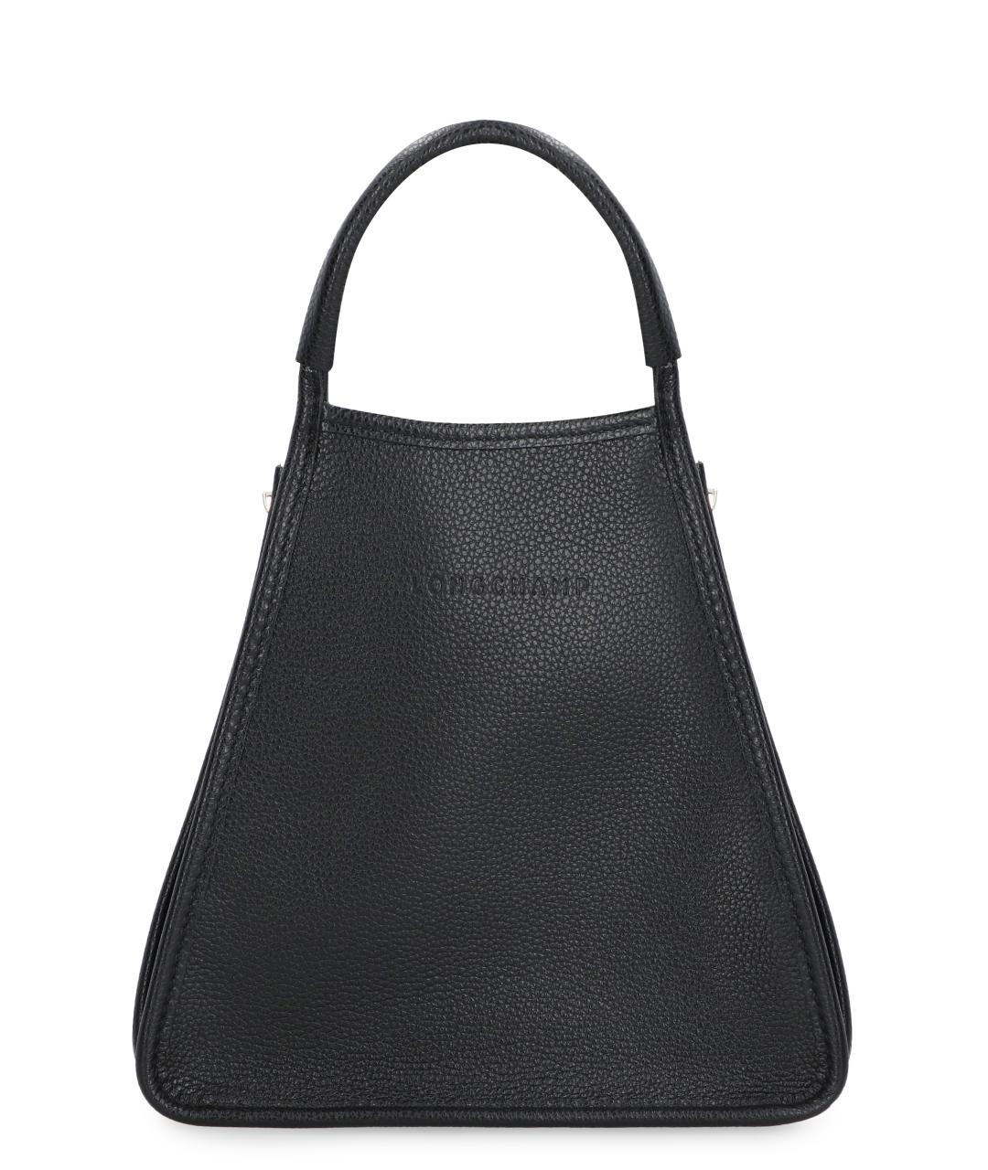LONGCHAMP Черная кожаная сумка с короткими ручками, фото 1