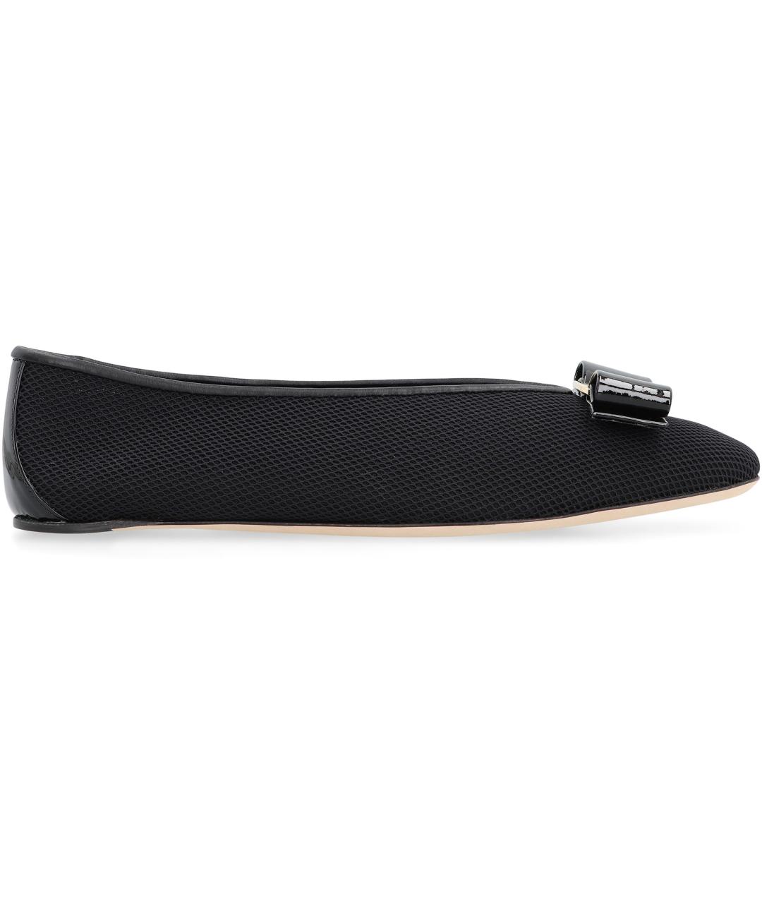FERRAGAMO Черные кожаные балетки, фото 1