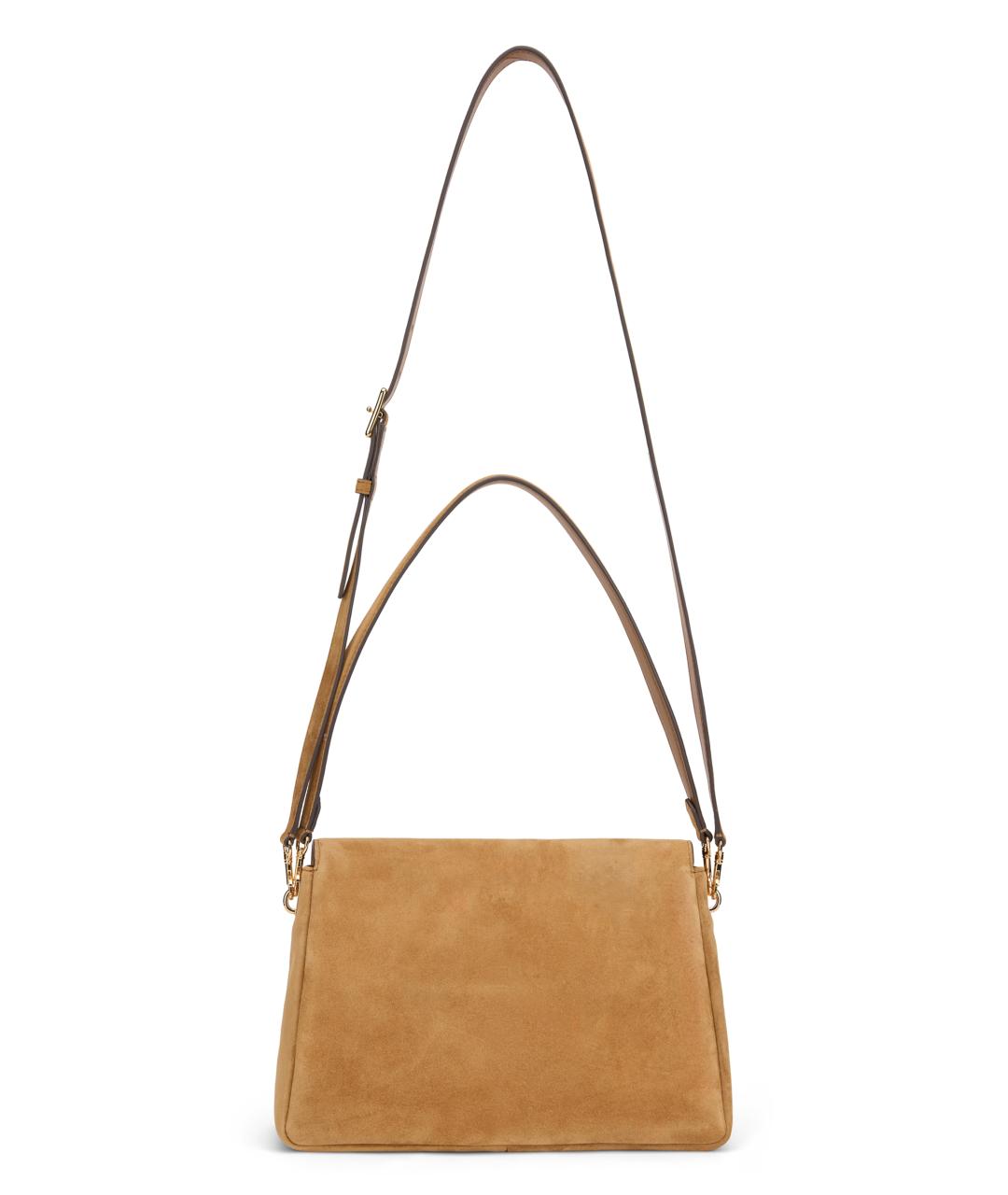 TORY BURCH Бежевая замшевая сумка с короткими ручками, фото 3