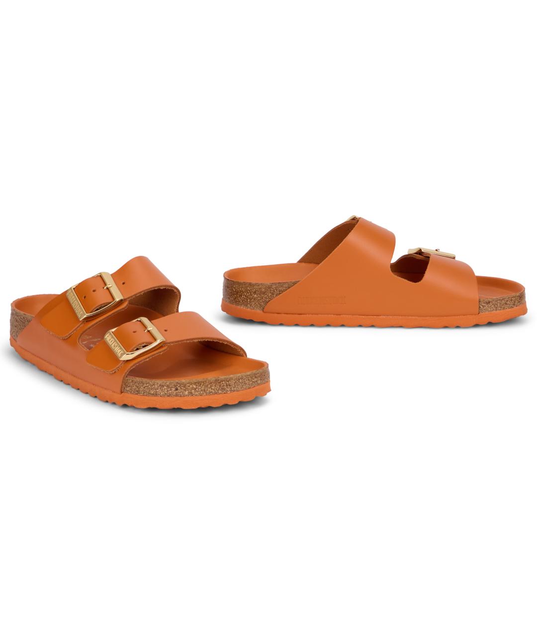 BIRKENSTOCK Оранжевые кожаные сандалии, фото 2