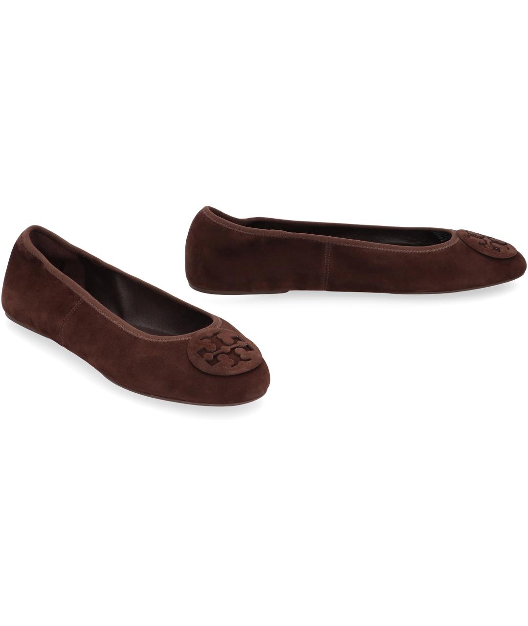 TORY BURCH Коричневые кожаные балетки, фото 2