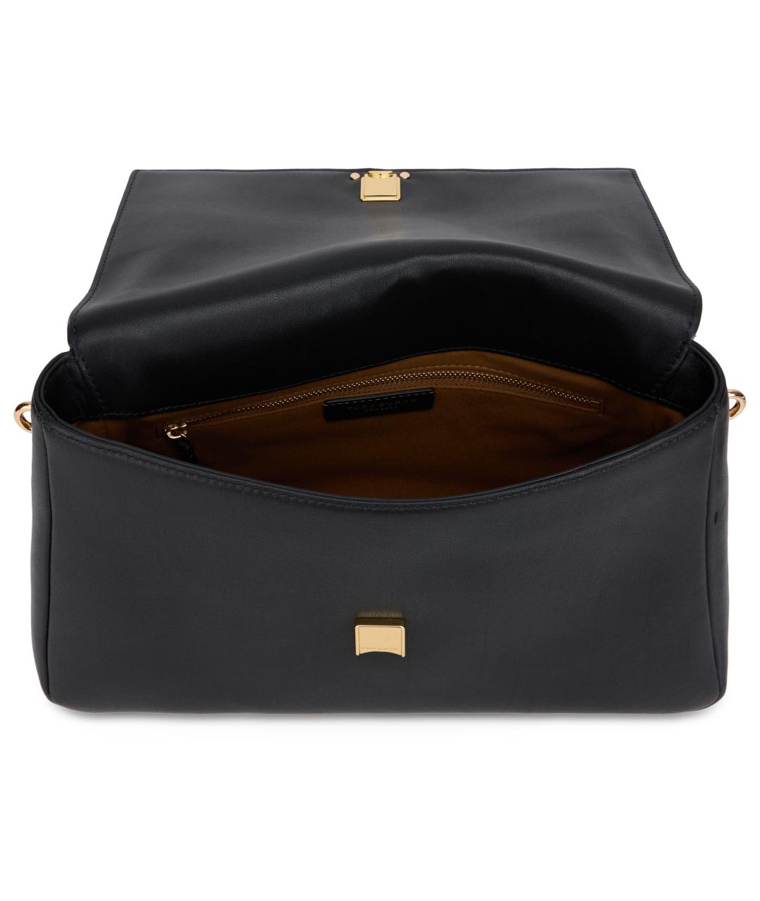 TORY BURCH Черная кожаная сумка с короткими ручками, фото 4