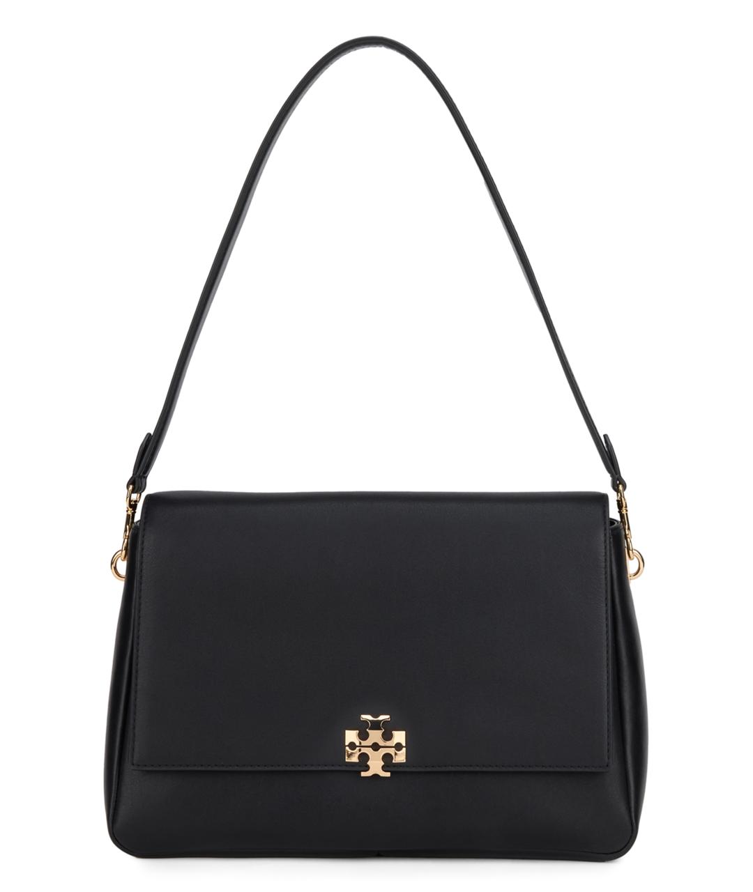 TORY BURCH Черная кожаная сумка с короткими ручками, фото 1