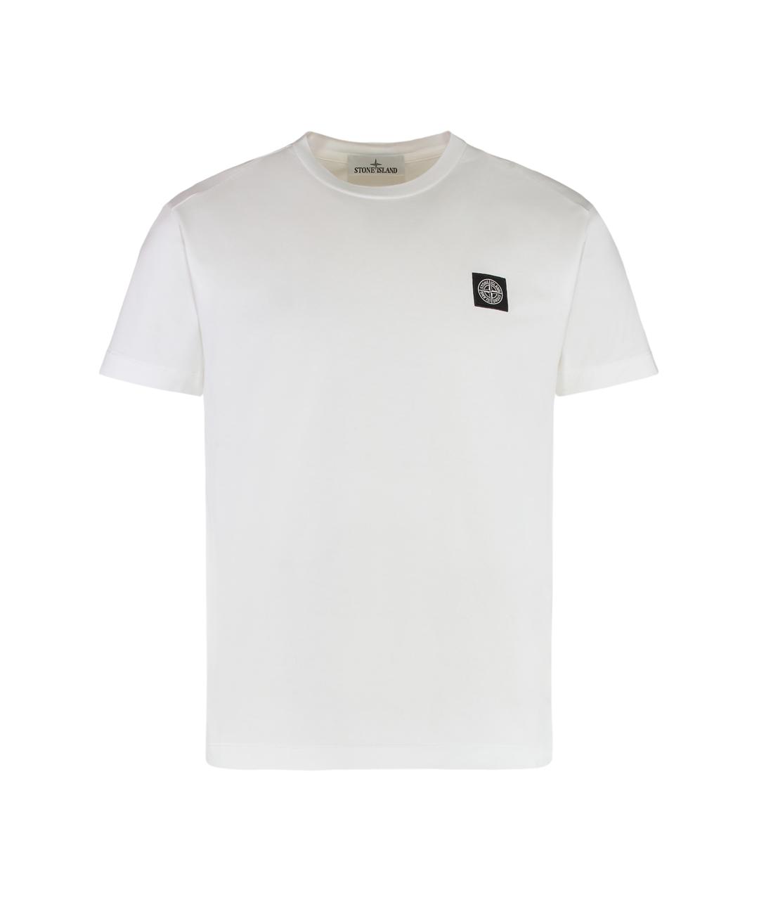 STONE ISLAND Белая хлопковая футболка, фото 1